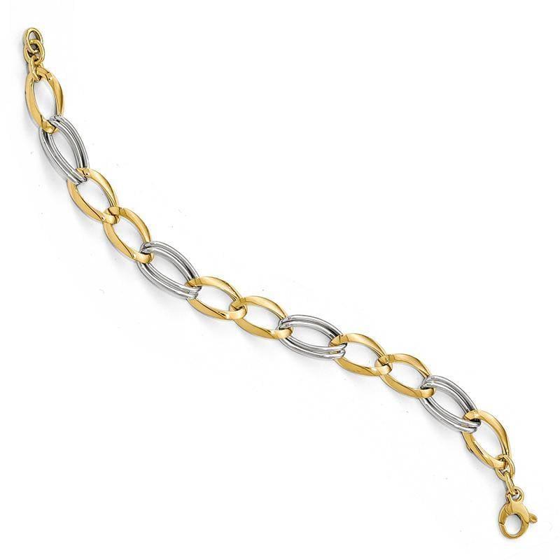 Leslie's 14k Two-tone Polished Fancy Link Bracelet - Seattle Gold Grillz
