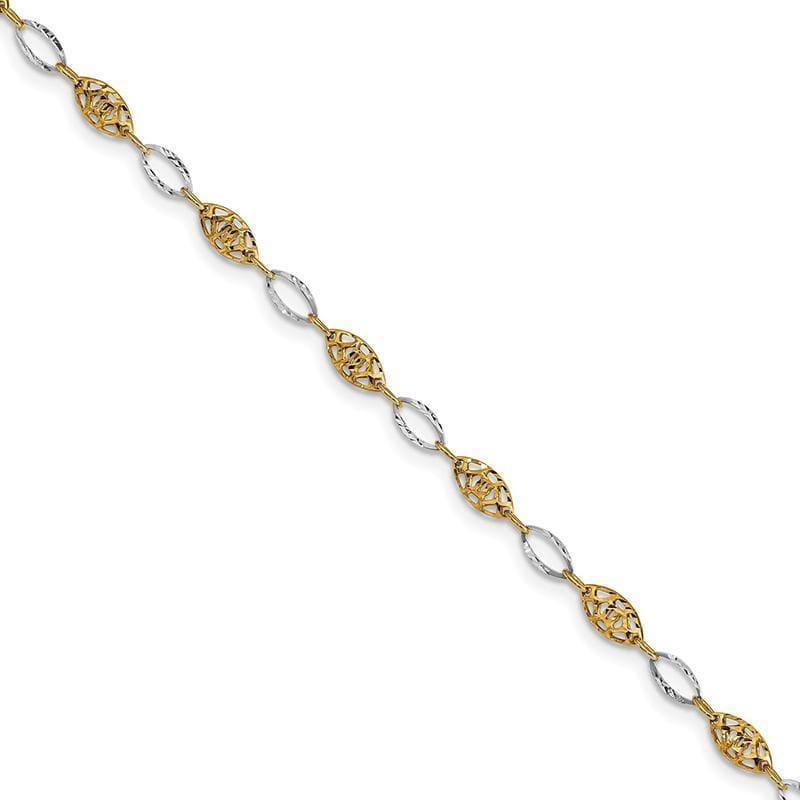 Leslie's 14K Two-tone Polished Fancy Link Bracelet - Seattle Gold Grillz