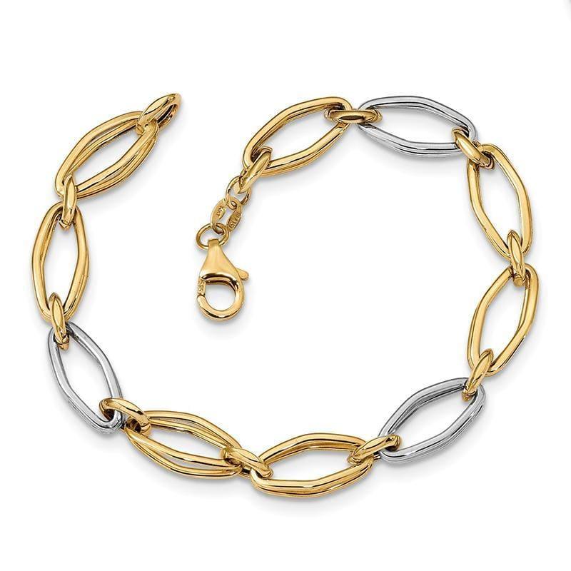 Leslie's 14K Two-tone Polished Fancy Link Bracelet - Seattle Gold Grillz