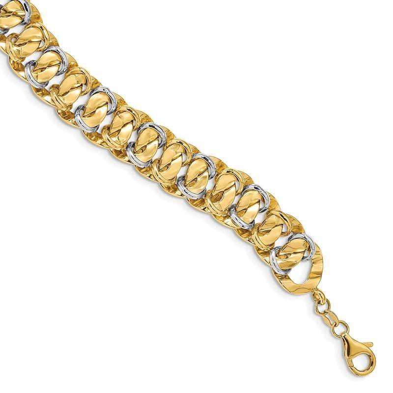 Leslie's 14k Two-tone Polished Fancy Link Bracelet - Seattle Gold Grillz