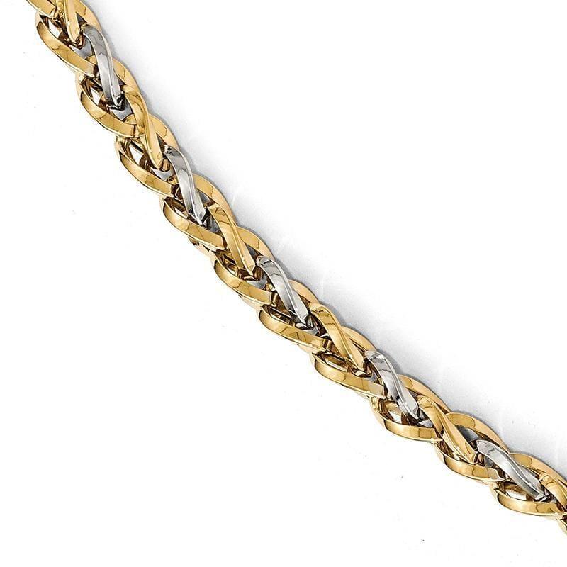 Leslie's 14k Two-tone Polished Fancy Link Bracelet - Seattle Gold Grillz