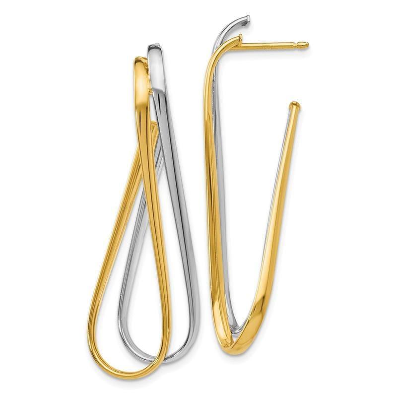 Leslie's 14k Two-tone Polished J-Hoop Post Earrings - Seattle Gold Grillz