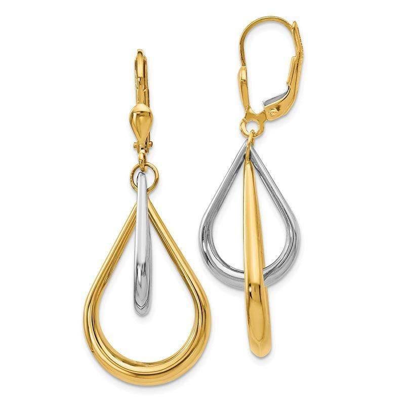 Leslie's 14k Two-tone Polished Teardrop Leverback Earrings - Seattle Gold Grillz