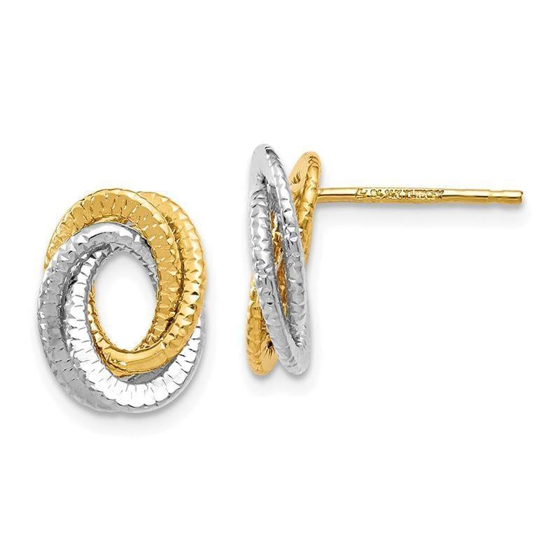 Leslie's 14k Two-tone Polished Textured Love Knot Earrings - Seattle Gold Grillz