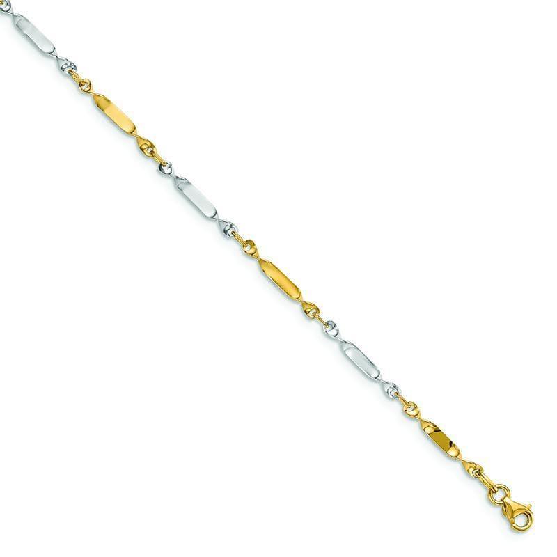 Leslie's 14k Two-tone Polished Twisted Link Anklet - Seattle Gold Grillz