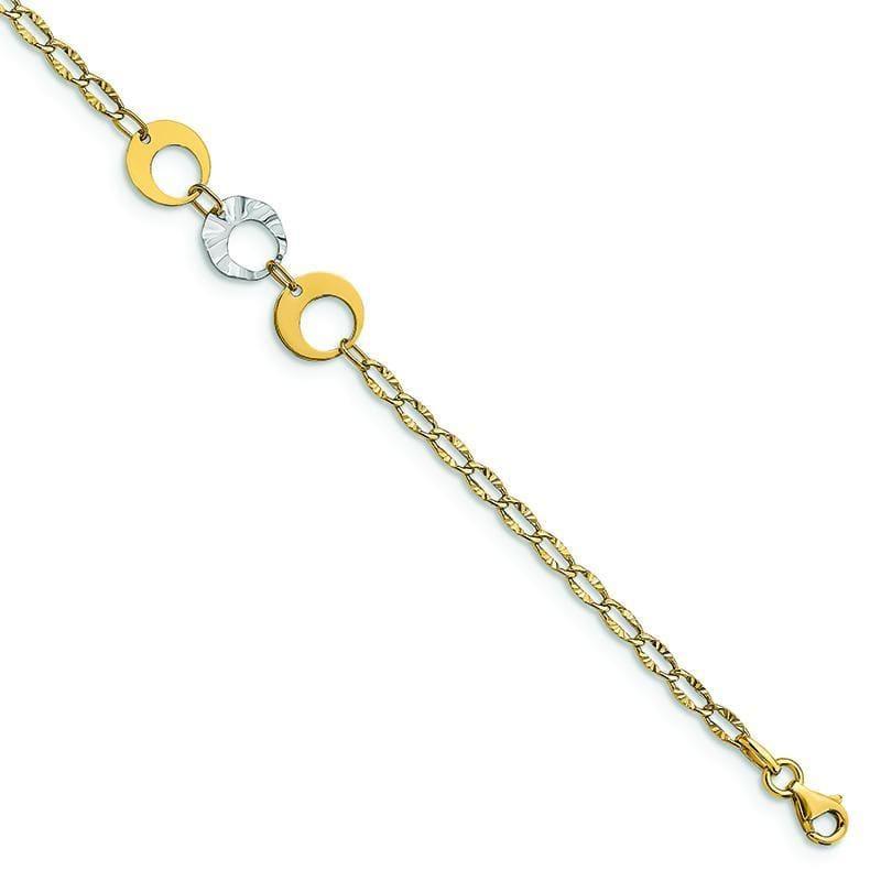 Leslie's 14k Two-tone Polished with 1in ext. Anklet - Seattle Gold Grillz