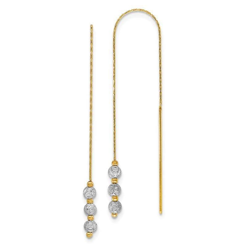 Leslie's 14K Two-tone Textured Beads Threader Earrings - Seattle Gold Grillz