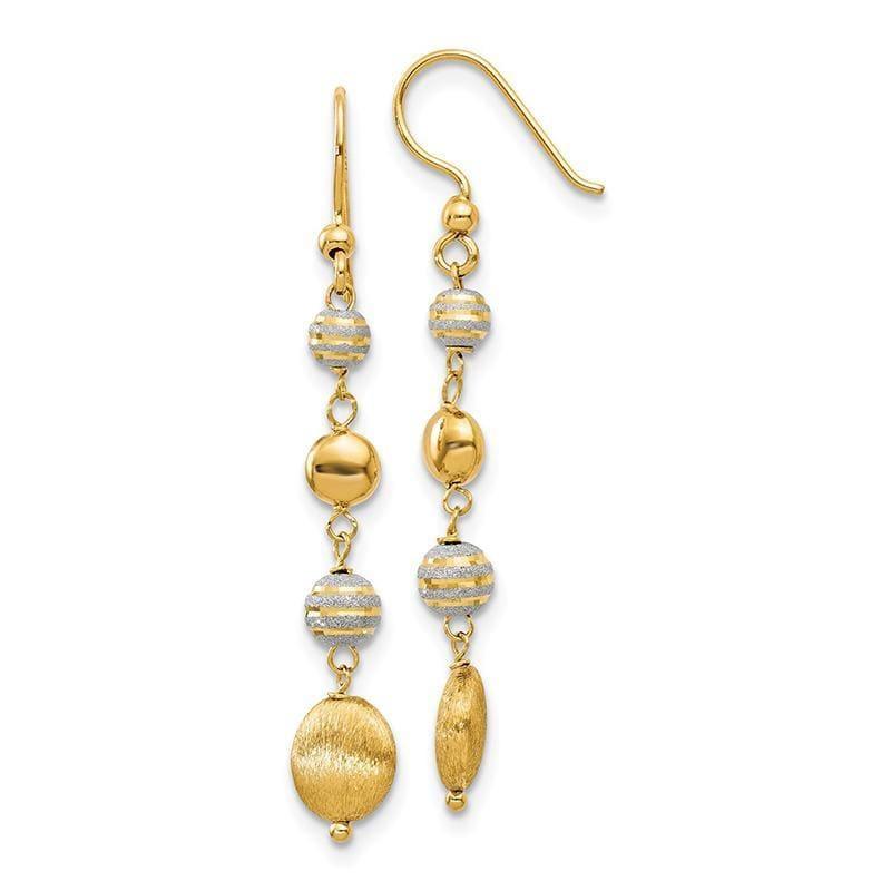 Leslie's 14K w-Rhodium Laser Cut Polished & Brushed Dangle Earrings - Seattle Gold Grillz