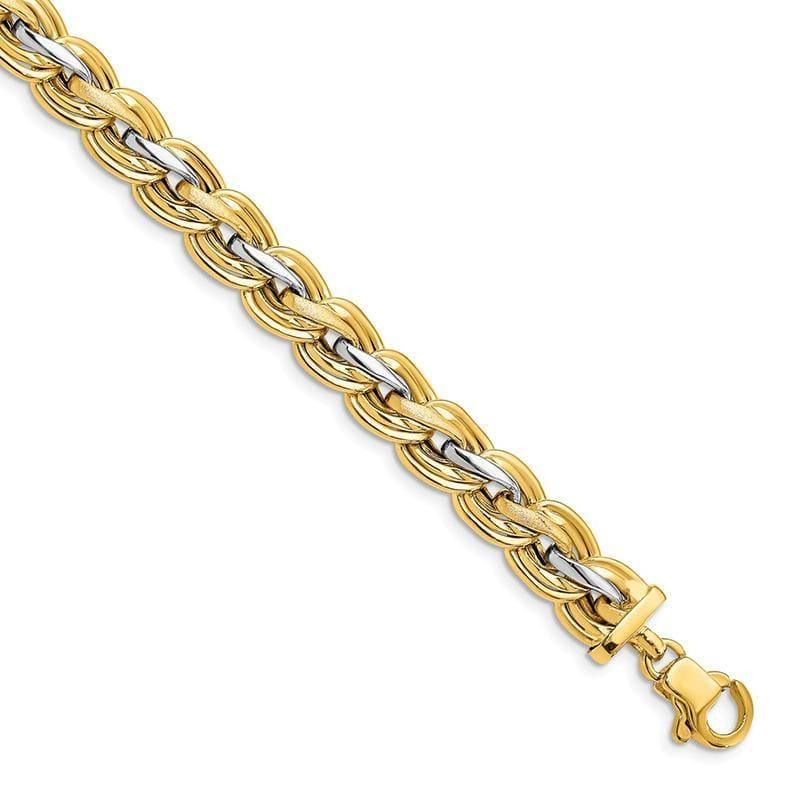 Leslie's 14k w-Rhodium-plated Polished and Satin Bracelet - Seattle Gold Grillz