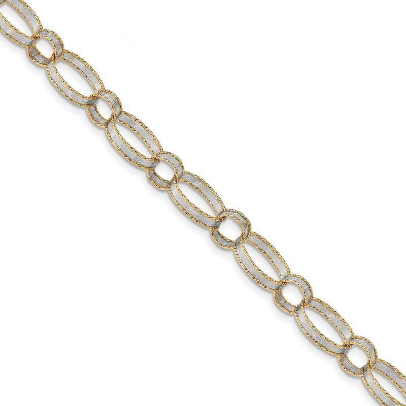 Leslie's 14K w-Rhodium Textured & Brushed Bracelet - Seattle Gold Grillz