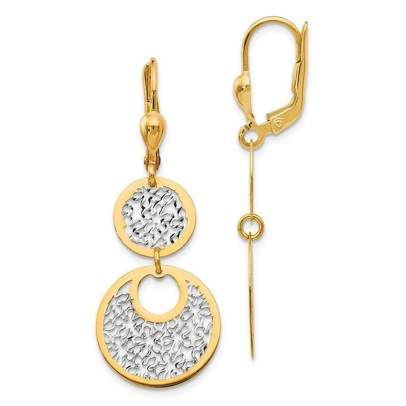 Leslie's 14k w-White Rhodium Polished & Textured Leverback Earrings - Seattle Gold Grillz