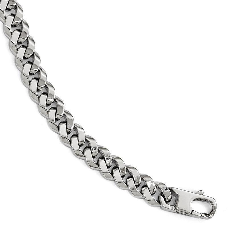 Leslie's 14K White Gold 8.5mm Beveled Curb Bracelet - Seattle Gold Grillz