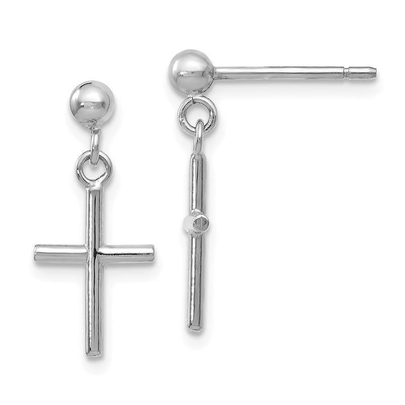 Leslie's 14k White Gold Cross Post Drop Earrings - Seattle Gold Grillz