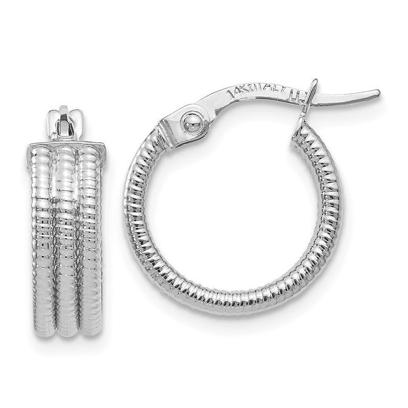 Leslie's 14k White Gold Fancy Hoop Earrings - Seattle Gold Grillz