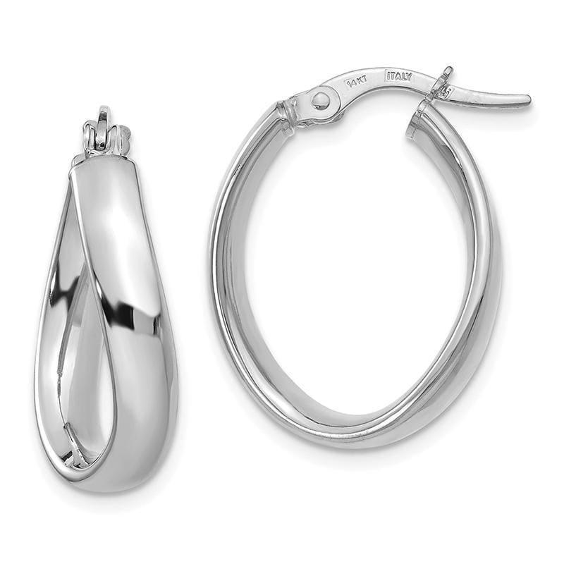 Leslie's 14k White Gold Oval Polished Hoop Earrings - Seattle Gold Grillz