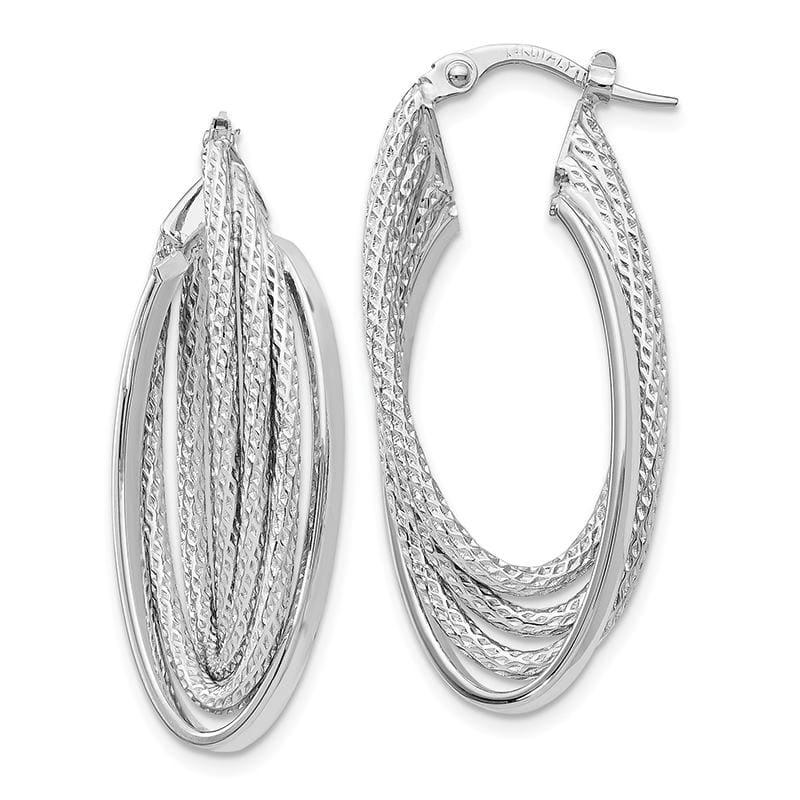 Leslie's 14k White Gold Polished & Diamond-cut Fancy Hoop Earrings - Seattle Gold Grillz
