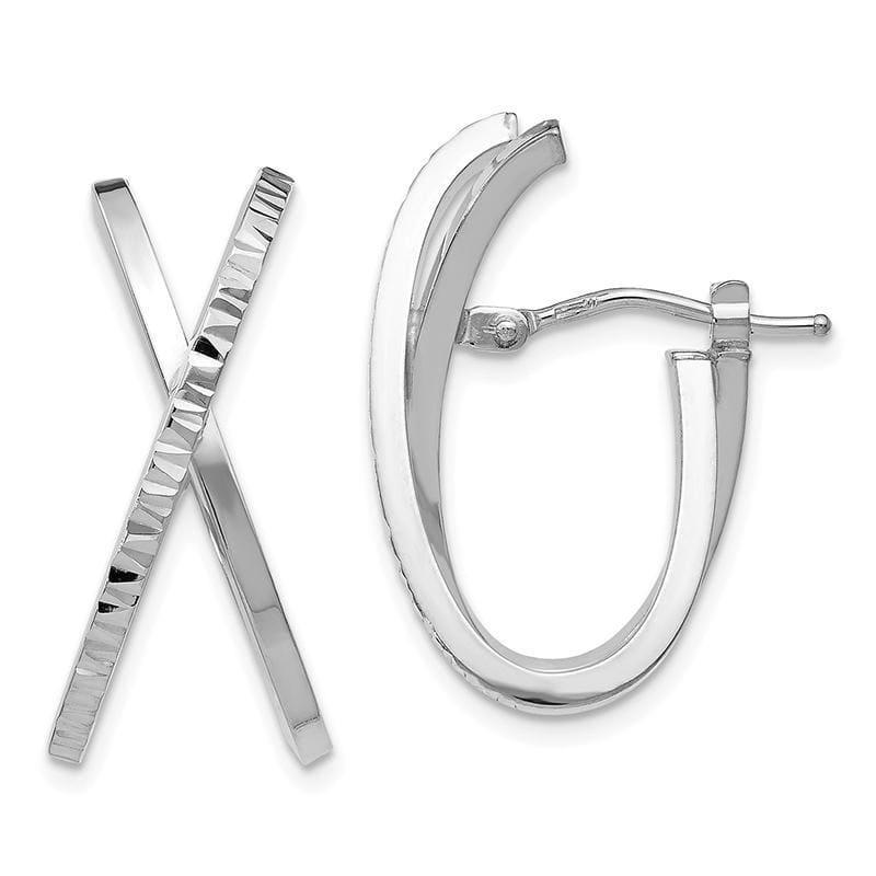 Leslie's 14k White Gold Polished and Diamond-cut Hoop Earrings - Seattle Gold Grillz