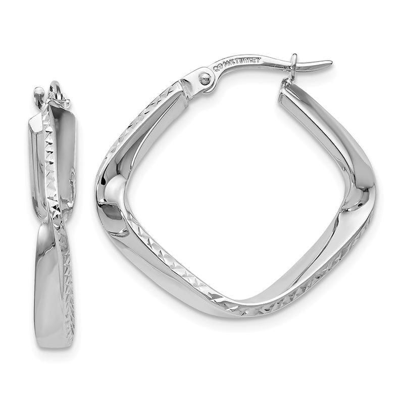 Leslie's 14k White Gold Polished and Diamond-cut Hoop Earrings - Seattle Gold Grillz