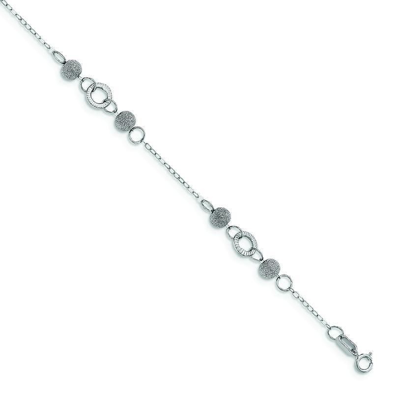 Leslie's 14k White Gold Polished and Laser Textured Anklet - Seattle Gold Grillz