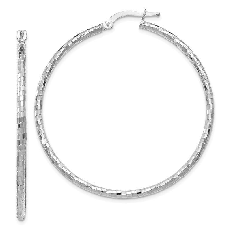Leslie's 14k White Gold Polished and Textured Hoop Earrings - Seattle Gold Grillz