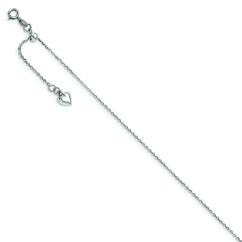 Leslie's 14k White Gold Polished Dangle Heart Adjustable Anklet - Seattle Gold Grillz
