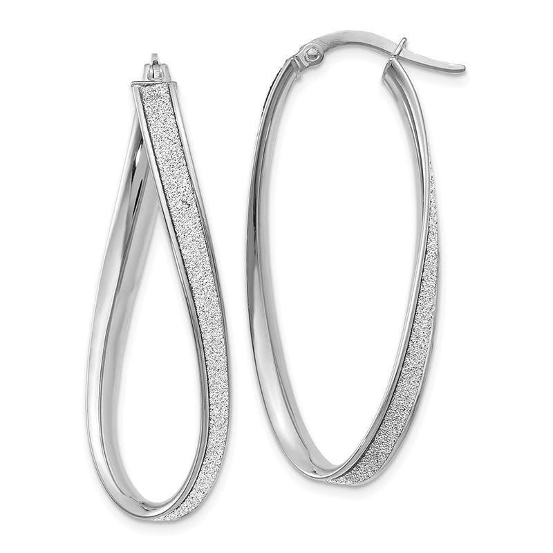 Leslie's 14k White Gold Polished Glimmer Infused Oval Hoop Earrings - Seattle Gold Grillz