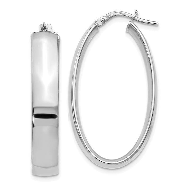 Leslie's 14k White Gold Polished Oval Hoop Earrings - Seattle Gold Grillz