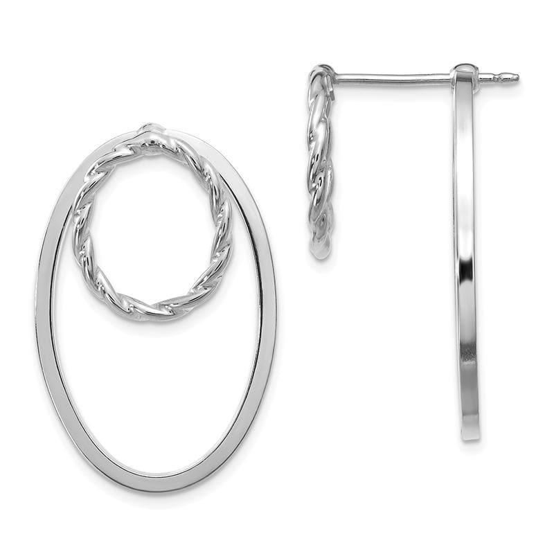 Leslie's 14k White Gold Polished Textured 3 in 1 Front and Back Earrings - Seattle Gold Grillz