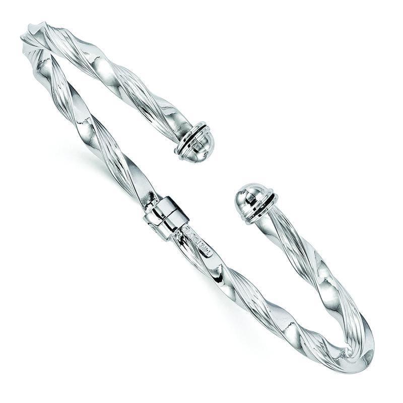 Leslie's 14k White Gold Polished Textured Hinge Cuff Bangle - Seattle Gold Grillz