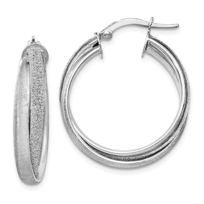 Leslie's 14k White Gold Satin Glimmer Infused Fancy Hoop Earrings - Seattle Gold Grillz