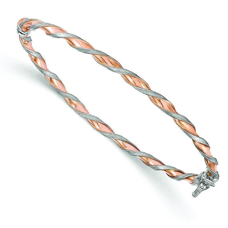 Leslie's 14k White Gold w-Rose Tone Twisted Bangle - Seattle Gold Grillz