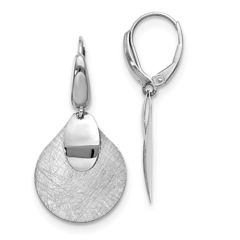 Leslie's 14K White Polished & Textured Fancy Dangle Leverback Earrings - Seattle Gold Grillz