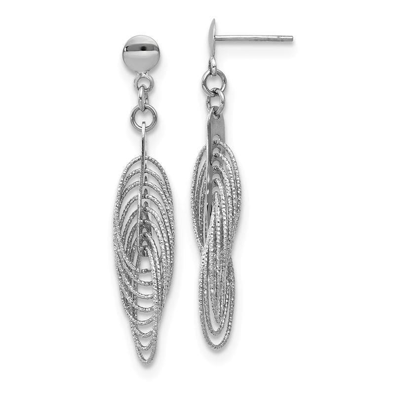 Leslie's 14K White Polished & Textured Fancy Dangle Post Earrings - Seattle Gold Grillz