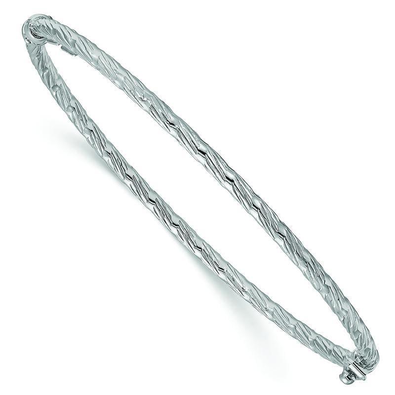 Leslie's 14K White Polished & Textured Hinged Bangle - Seattle Gold Grillz