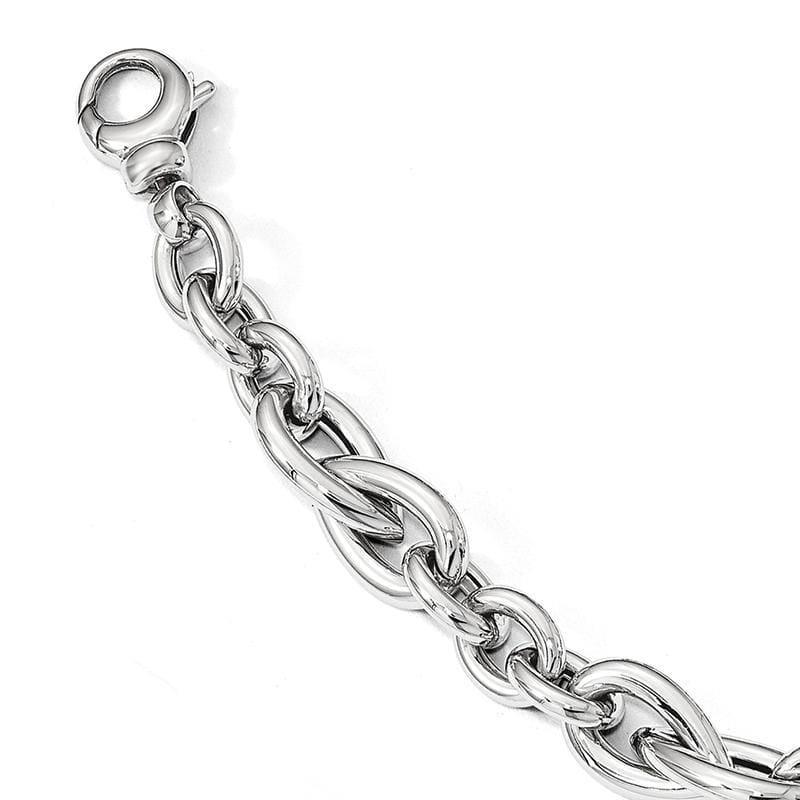 Leslie's 14k White Polished Fancy Link 7.5in Bracelet - Seattle Gold Grillz