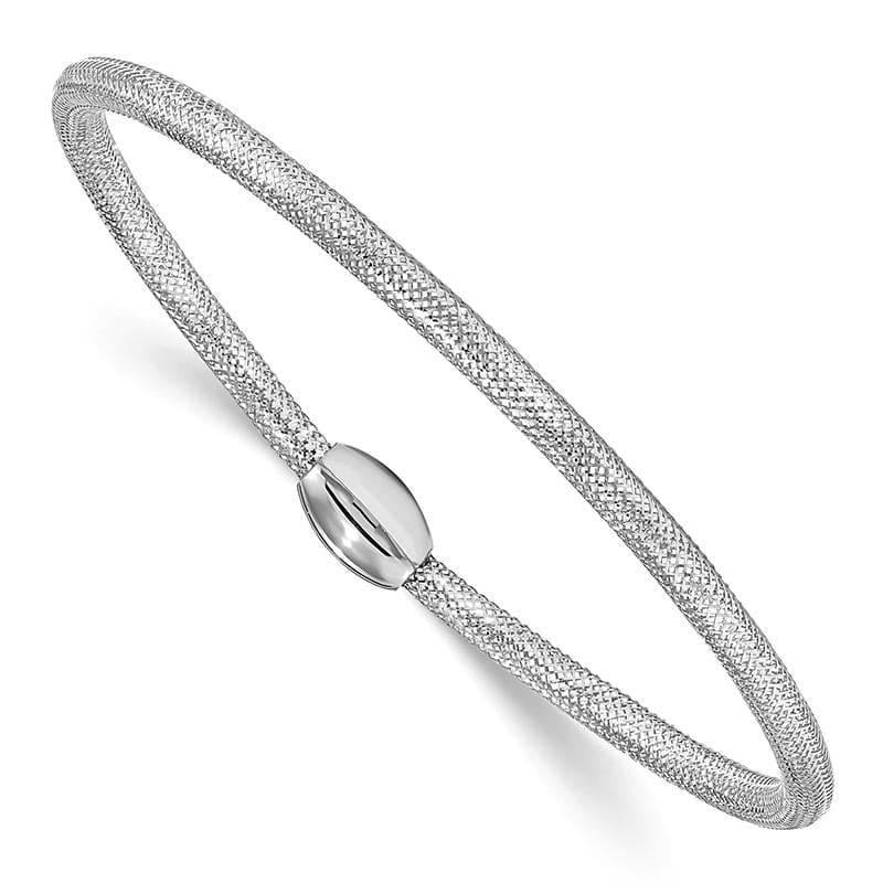 Leslie's 14k White Polished Mesh Stretch Bracelet - Seattle Gold Grillz
