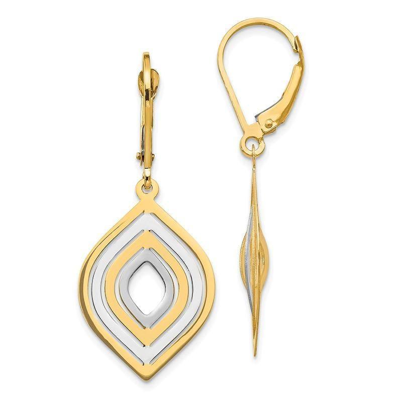 Leslie's 14k with Rhodium Polished Leverback Earrings - Seattle Gold Grillz