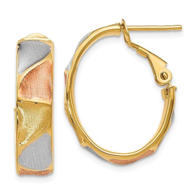 Leslie's 14k Yellow Gold & RhodiumPolished & Satin Hoop Earrings - Seattle Gold Grillz