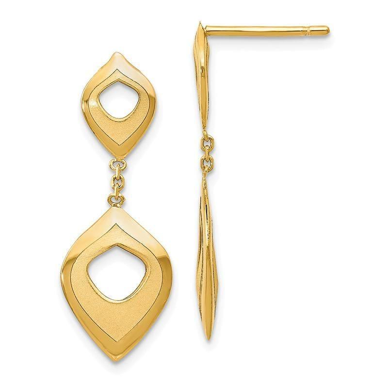 Leslies 14k Polished and Brushed Post Dangle Earrings - Seattle Gold Grillz