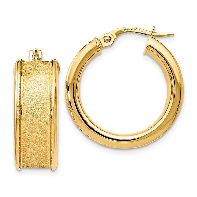 Leslies 14k Polished and Satin Hinged Hoop Earrings - Seattle Gold Grillz