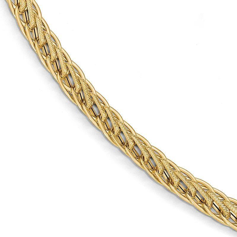 Leslies 14k Polished and Textured Fancy Link Bracelet - Seattle Gold Grillz