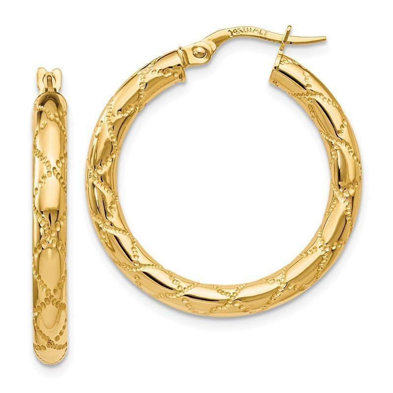 Leslies 14k Polished and Textured Hinged Hoop Earrings - Seattle Gold Grillz