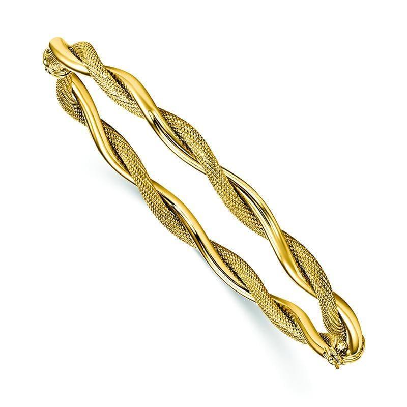 Leslies 14k Polished & Textured Twist Bangle - Seattle Gold Grillz