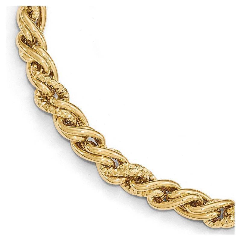 Leslies 14k Polished D-C Twisted w-1in ext. Bracelet - Seattle Gold Grillz
