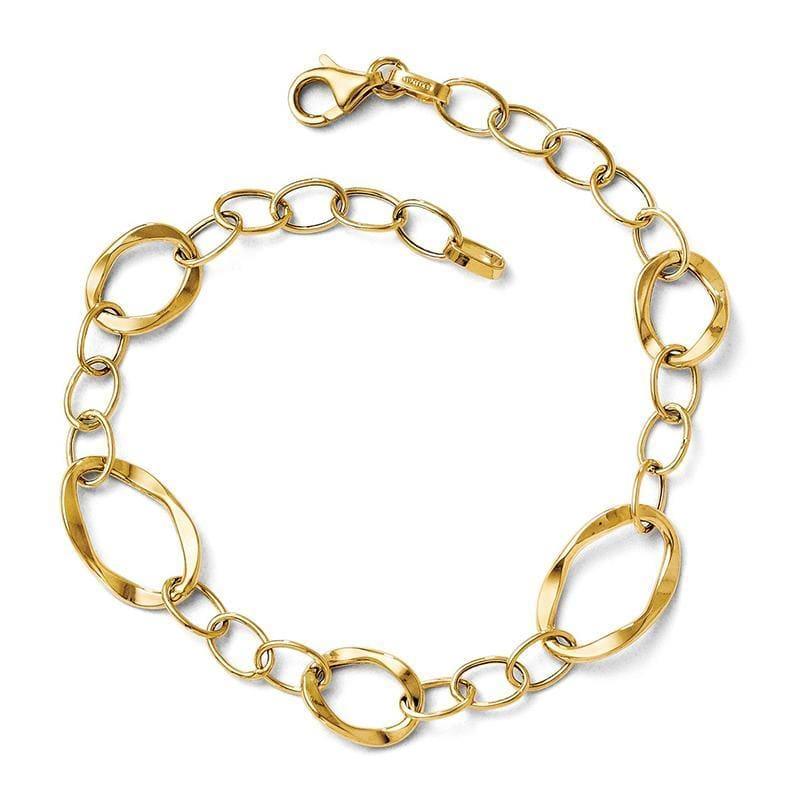 Leslies 14k Polished Fancy Link Bracelet - Seattle Gold Grillz