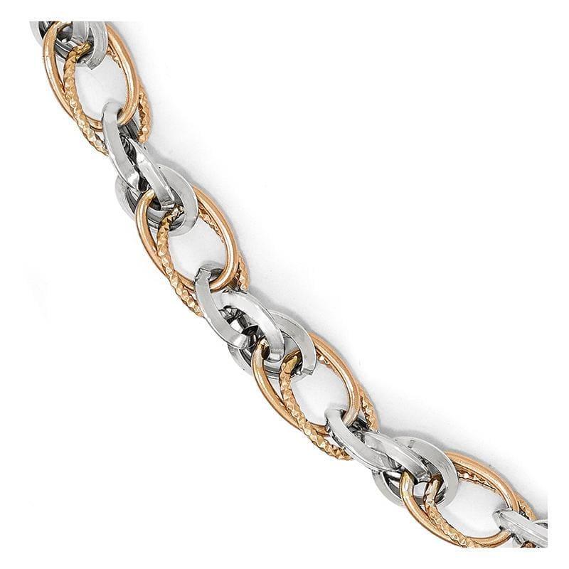 Leslies 14k Rose and White Gold Polished D-C Bracelet - Seattle Gold Grillz