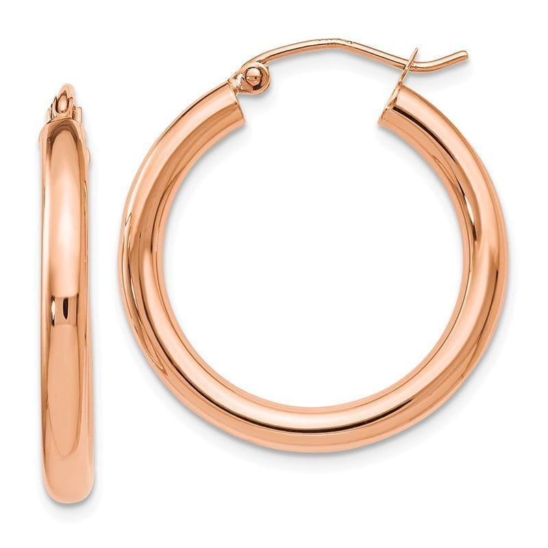 Leslies 14K Rose Gold 3mm Polished Hoop Earrings - Seattle Gold Grillz
