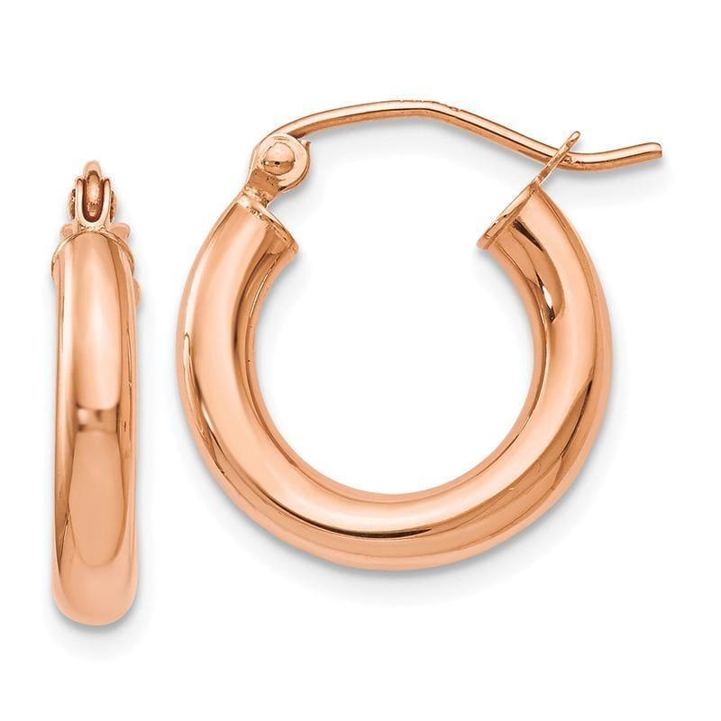 Leslies 14K Rose Gold 3mm Polished Hoop Earrings - Seattle Gold Grillz