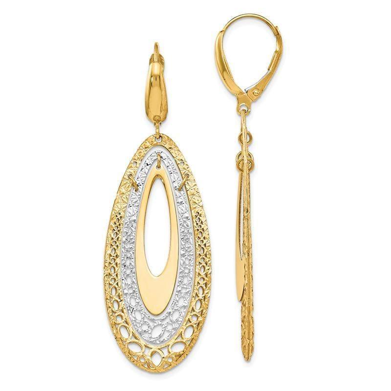 Leslies 14k Two-tone Fancy Leverback Earrings - Seattle Gold Grillz