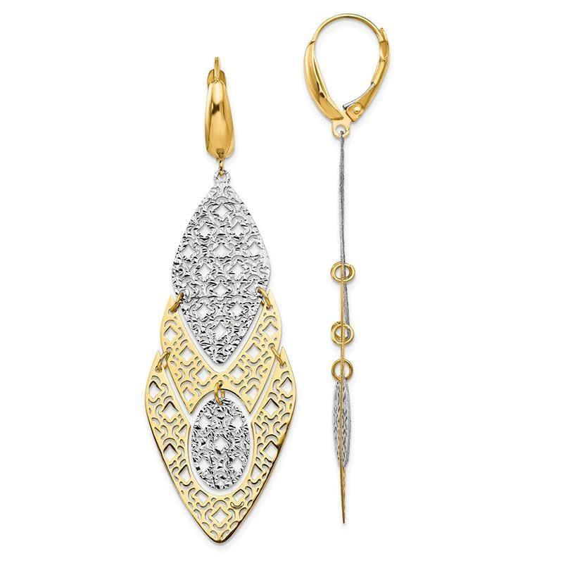 Leslies 14k Two-tone Fancy Leverback Earrings - Seattle Gold Grillz